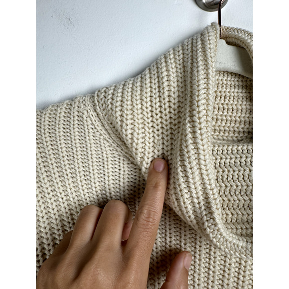 Zara Women's Beige Cozy Knit Stretch Oversized Cowl Neck Preppy Normcore Sweater - Picture 2 of 8